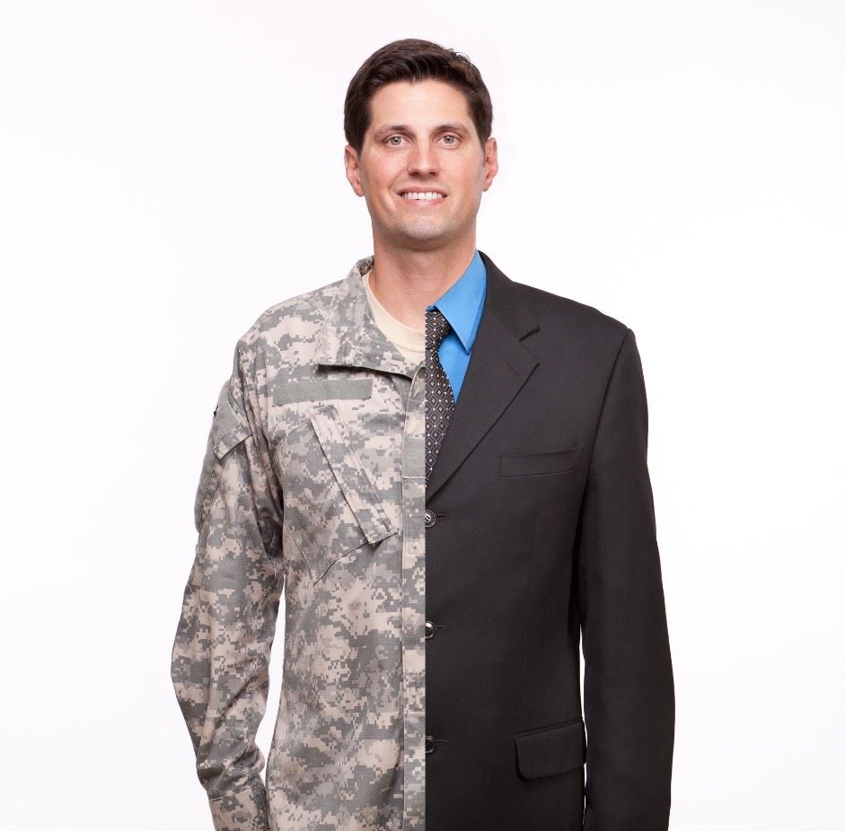Man transitioning from military service to civilian life