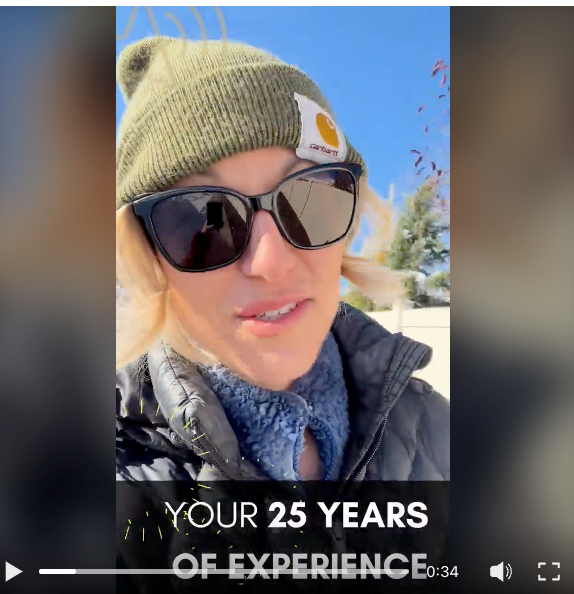 Screenshot of linked video - woman in sunglasses discussing how to present experience on a resume