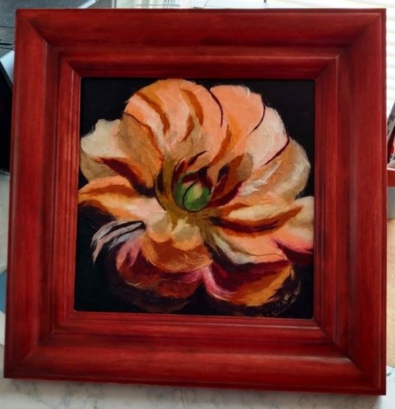 artwork depicting an orange flower